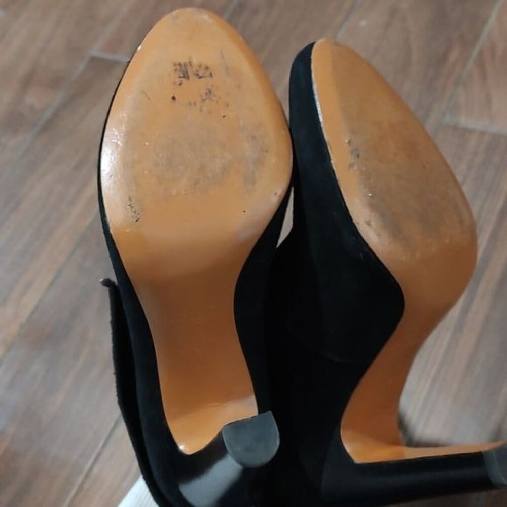 Coach Hayley 8 black suede leather logo bootie fold over heels - Picture 9 of 13